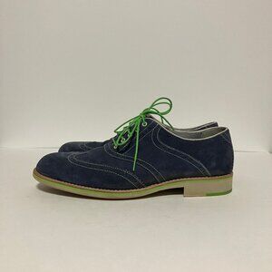 Johnston & Murphy, Mens 11 M Blue Suede Sheepskin Wingtip Oxford Shoes, 20-6749